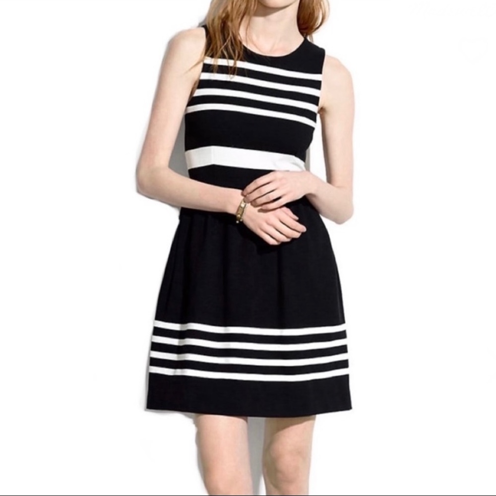 MADEWELL BLACK STRIPED MINI DRESS